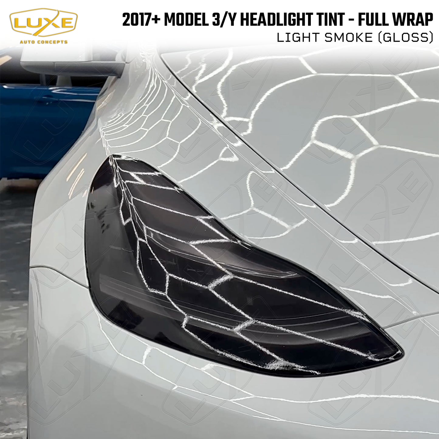 2017+ Model 3, Model Y Headlight Tint - Full Wrap