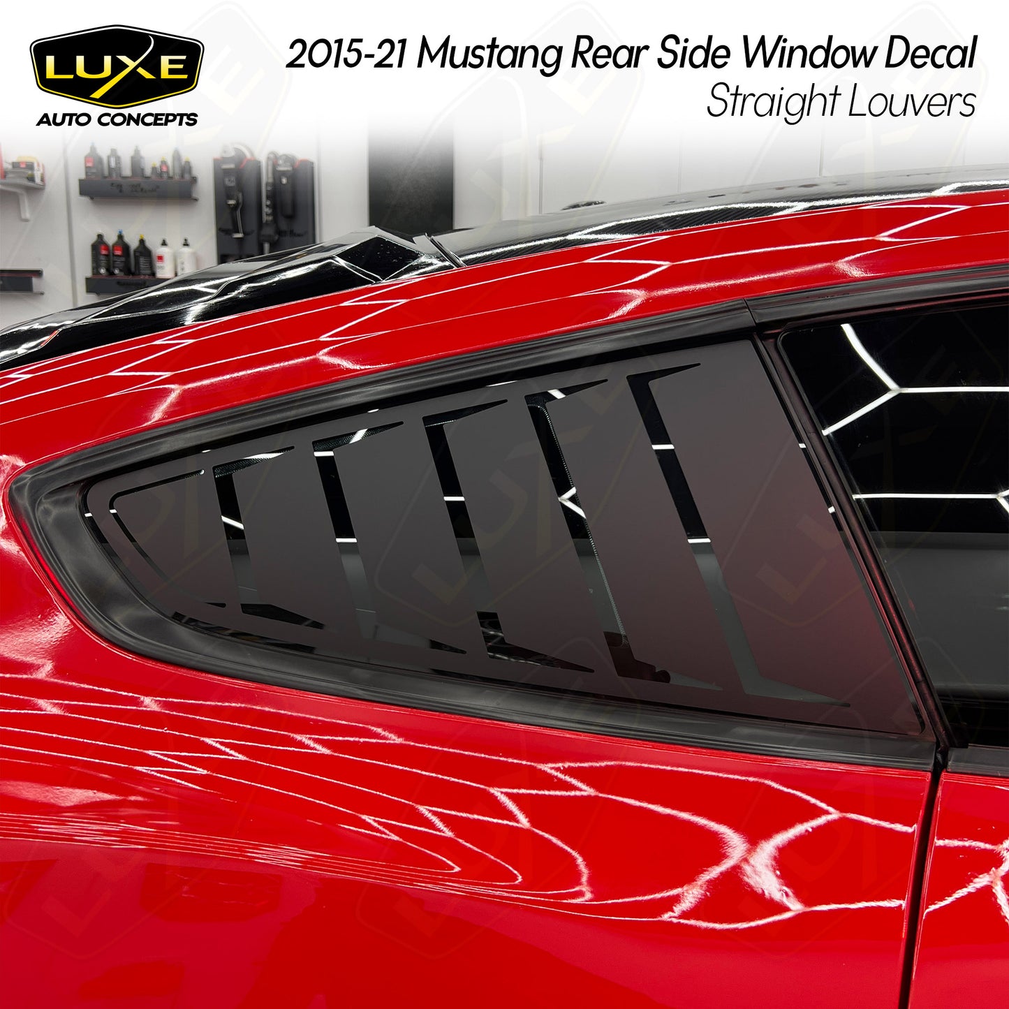 2015+ Mustang Rear Window Decal - Straight Louvers