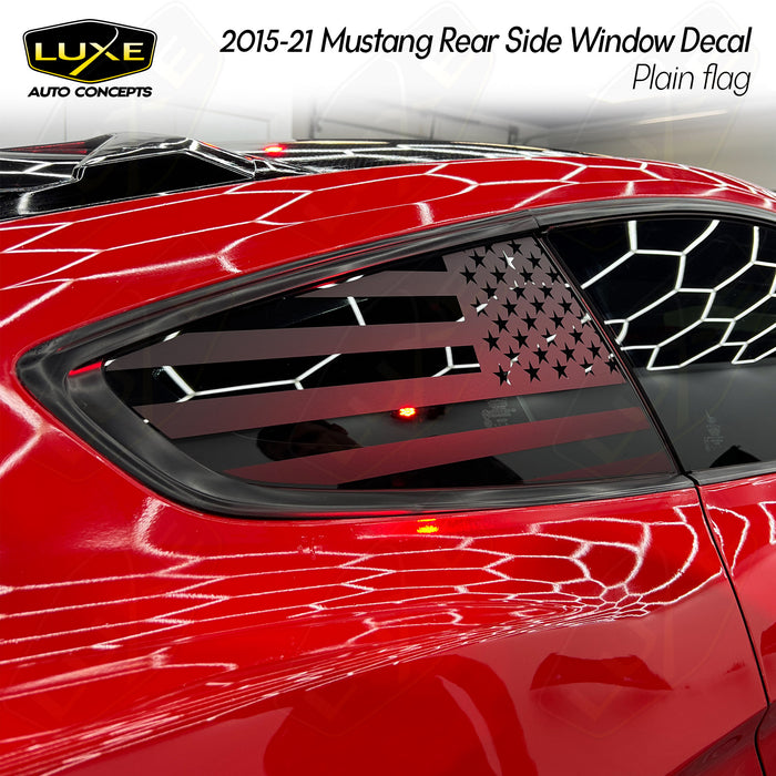 2015+ Mustang Rear Side Window Decal - Plain Flag