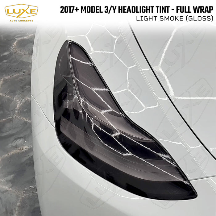 2017+ Model 3, Model Y Headlight Tint - Full Wrap