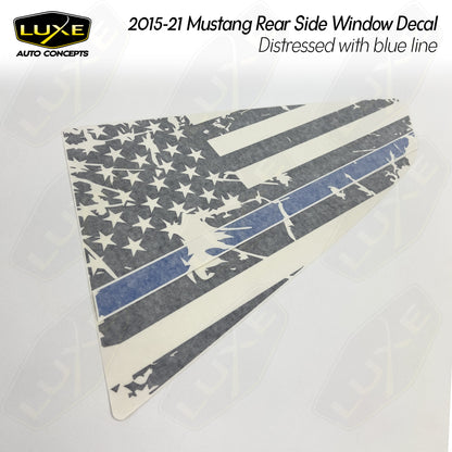 2015+ Mustang Rear Window Flag Decal - Distressed