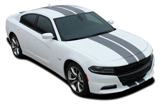 2015+ Dodge Charger N-Charge Rally  Stripe Decal - 3M SATIN BLACK / PLAIN HOOD