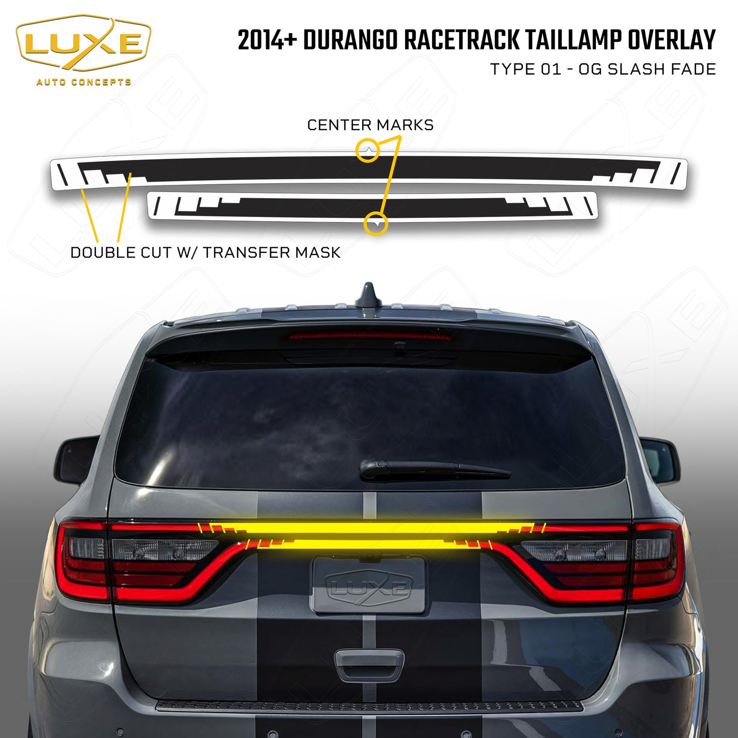 Durango Racetrack Taillamp Overlay Type 1 - Slash Fade Kit