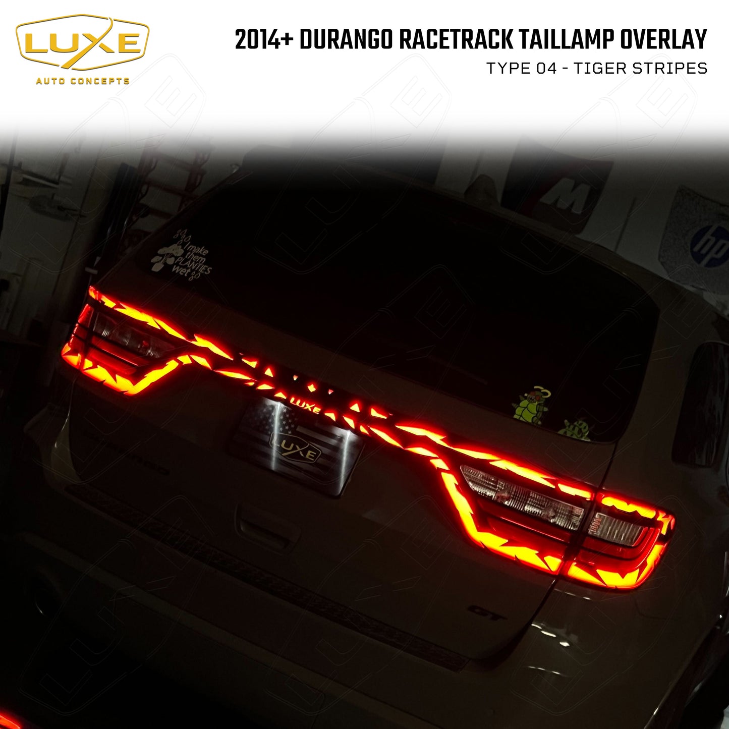 2014+ Durango Racetrack Taillamp Overlay Type 4 - Tiger Stripes