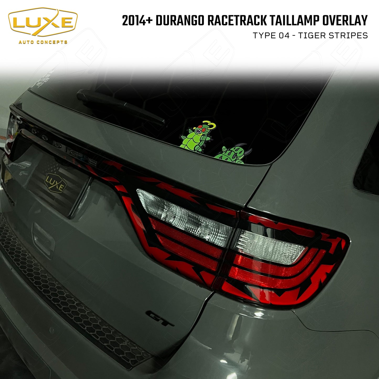 2014+ Durango Racetrack Taillamp Overlay Type 4 - Tiger Stripes