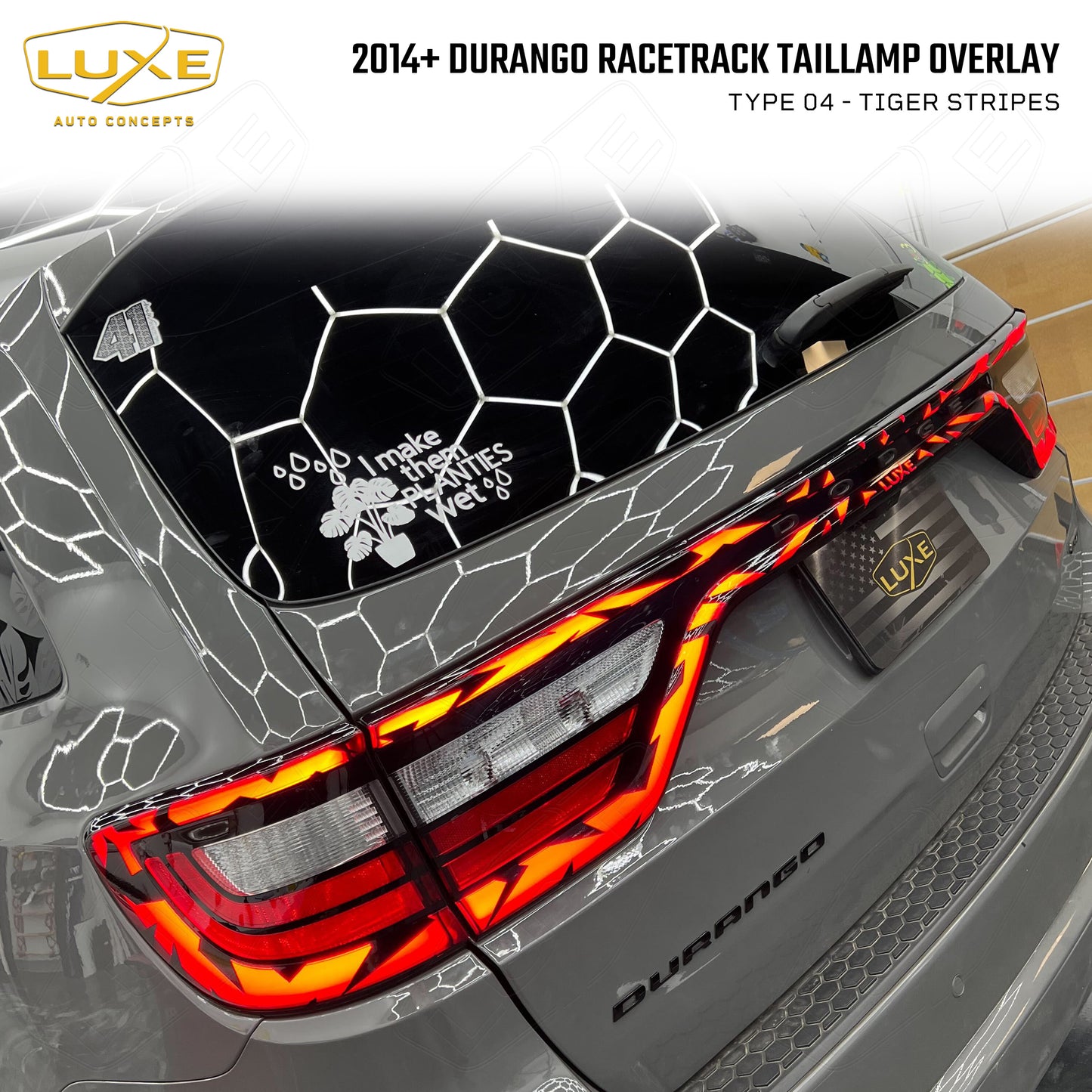 2014+ Durango Racetrack Taillamp Overlay Type 4 - Tiger Stripes