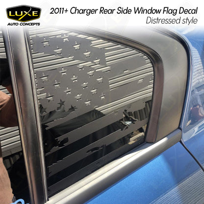 2011+ Charger Rear Side Window Decal - Distressed Flag