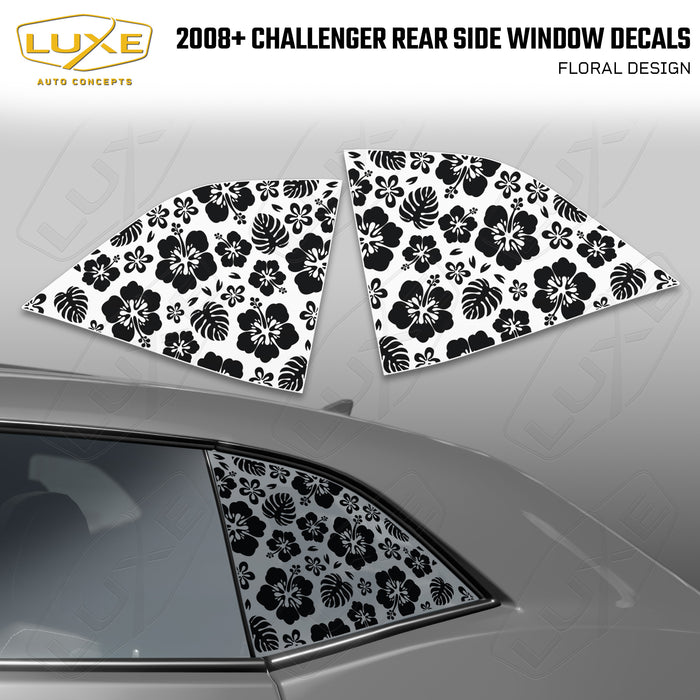 2008+ Challenger Rear Quarter Window Cut Vinyl Decals - Floral Design