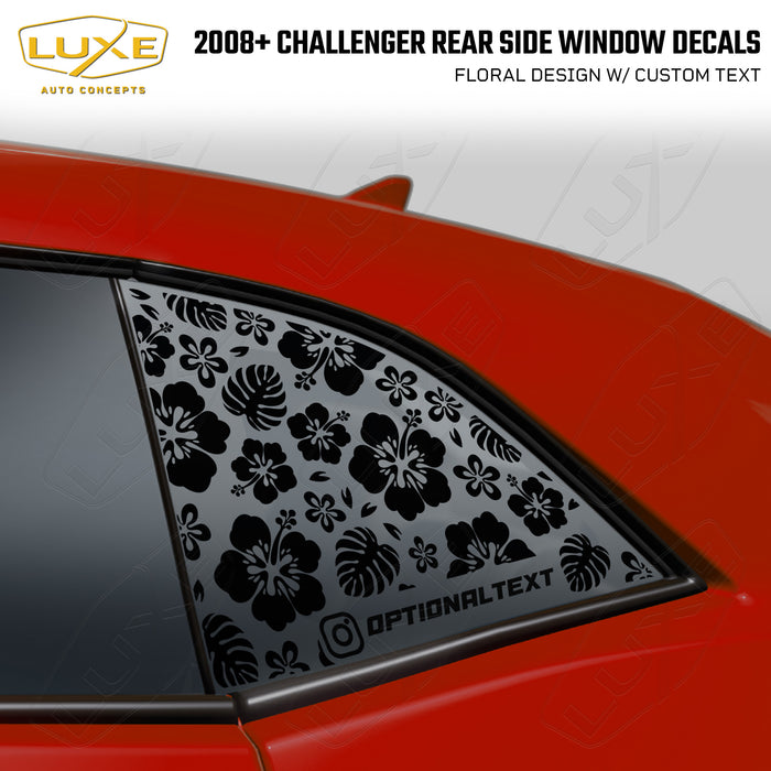 2008+ Challenger Rear Quarter Window Cut Vinyl Decals - Floral Design