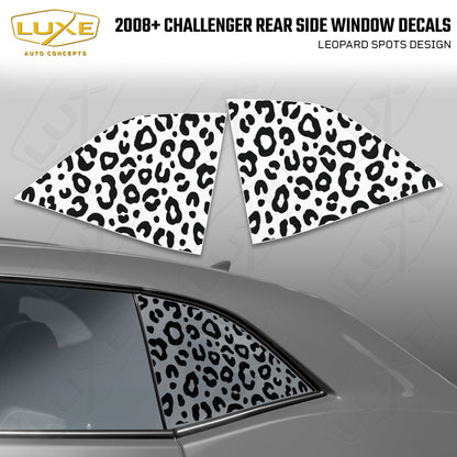 2008+ Challenger Rear Quarter Window Cut Vinyl Decals - Leopard Spots Design