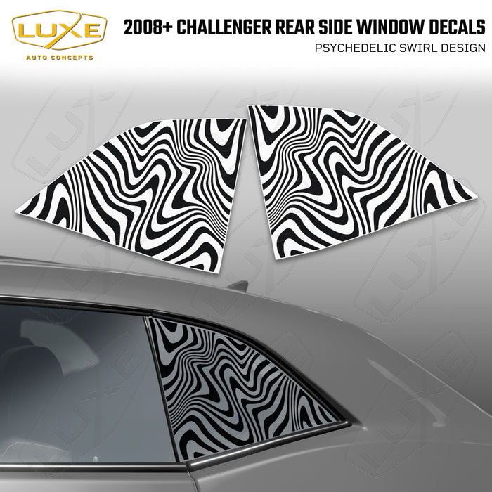 2008+ Challenger Rear Quarter Window Cut Vinyl Decals - Psychedelic Swirl Design