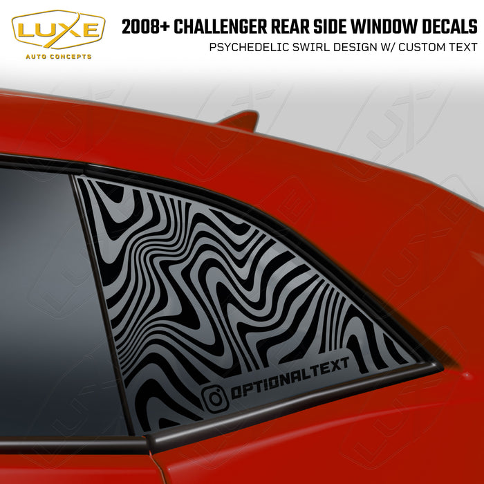 2008+ Challenger Rear Quarter Window Cut Vinyl Decals - Psychedelic Swirl Design