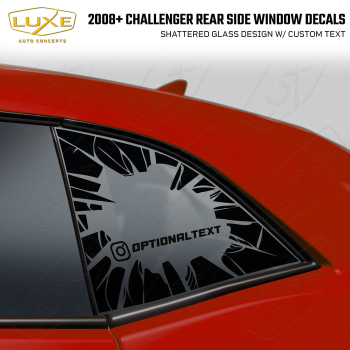 2008+ Challenger Rear Quarter Window Cut Vinyl Decals - Shattered Glass Design