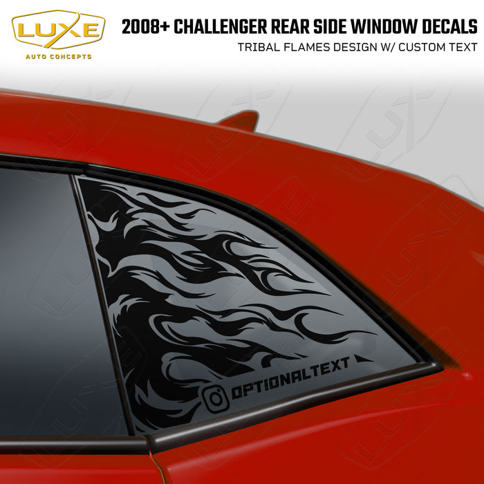 2008+ Challenger Rear Quarter Window Cut Vinyl Decals - Wicked Flames Design