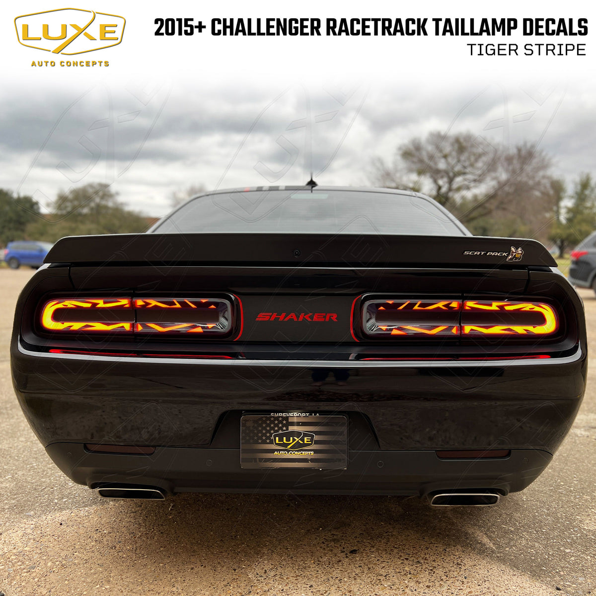 2015+ Challenger Racetrack Taillamp Decals - Tiger Stripe — Luxe