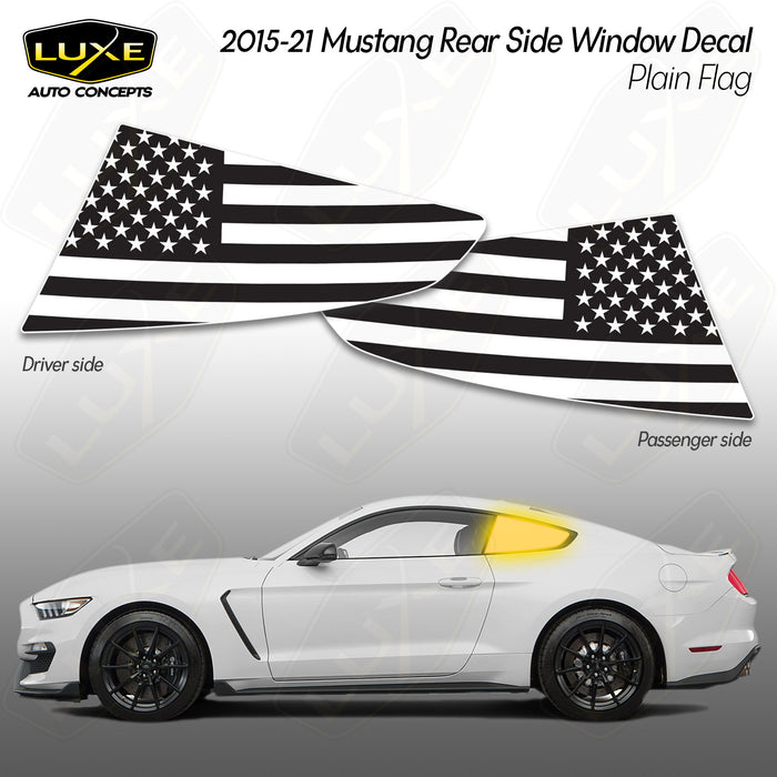 2015+ Mustang Quarter Window Flag Kit de calcomanías