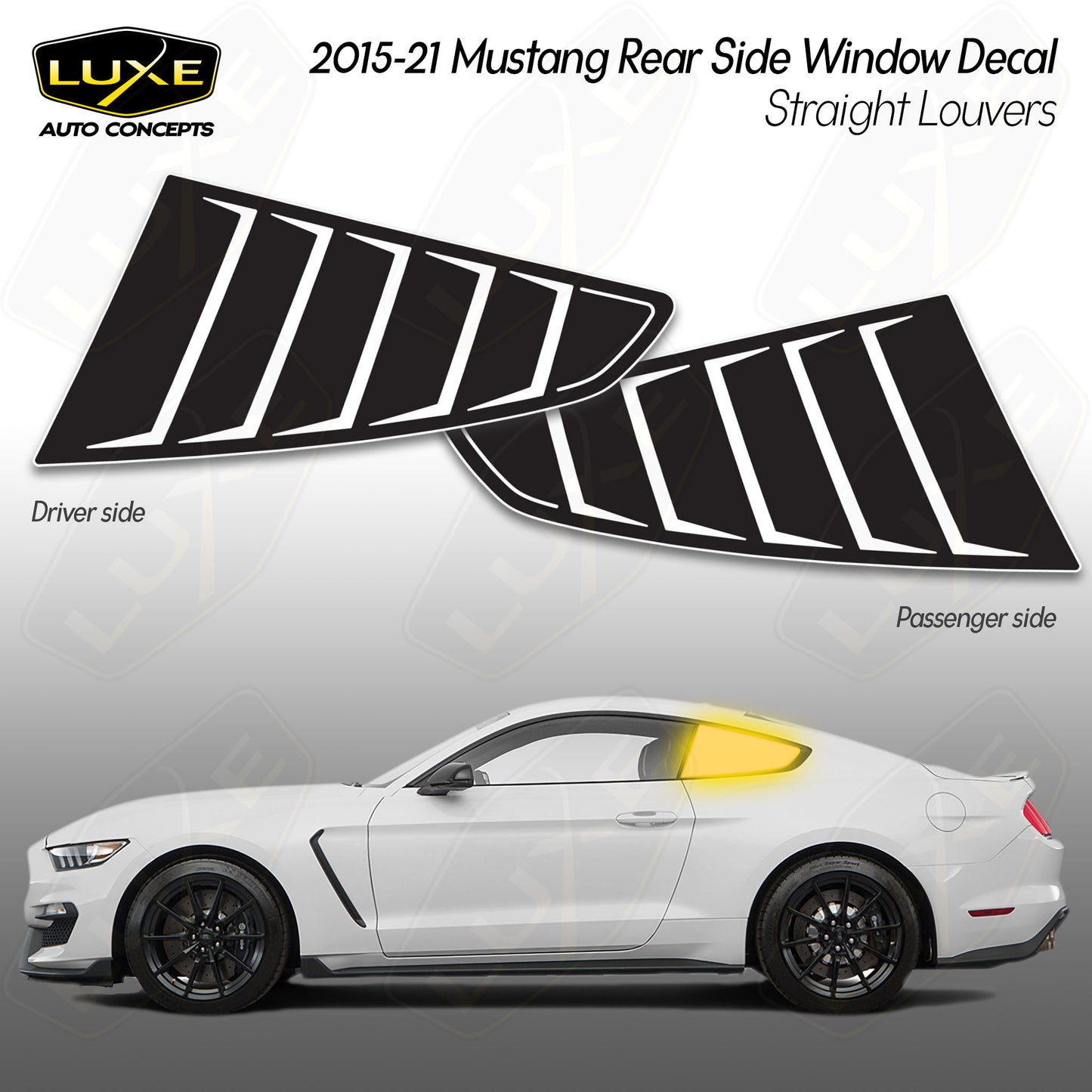 2015+ Mustang Quarter Window Flag Kit de calcomanías