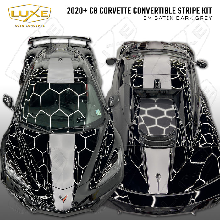 2020+ Corvette C8 Convertible Stripe Kit - Single Stripe with Pinstripes