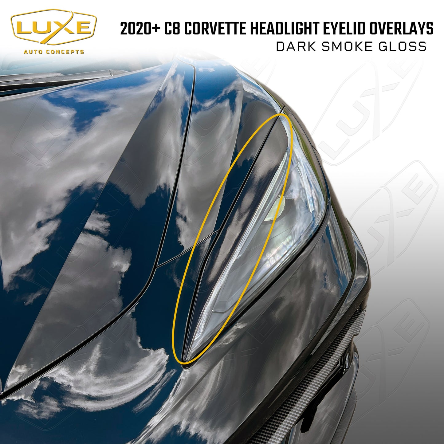 C8 Corvette Headlight Eyelid Overlays Kit
