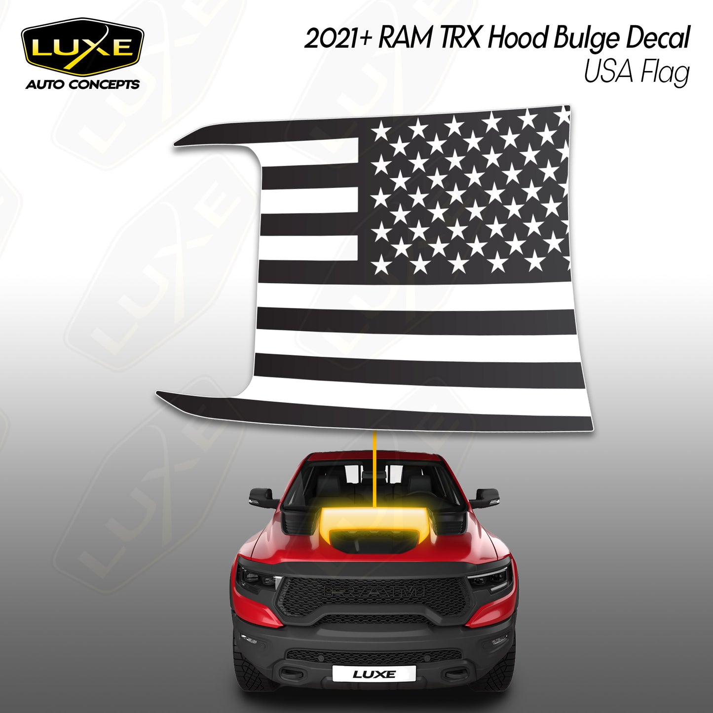 RAM TRX Hood Bulge Decal - USA Flag