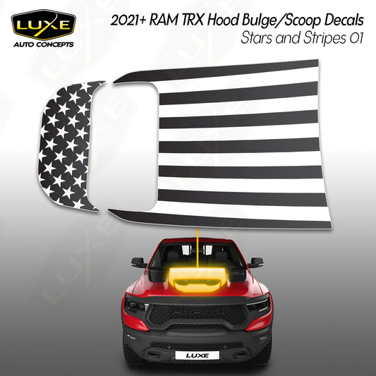 RAM TRX Hood Bulge/Scoop Decals- Stars and Stripes 1