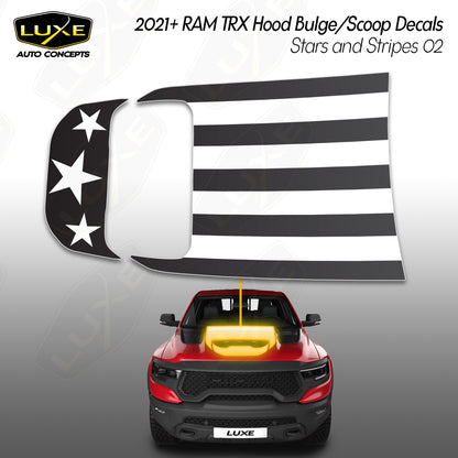 RAM TRX Hood Bulge/Scoop Decals Kit - Stars and Stripes 2