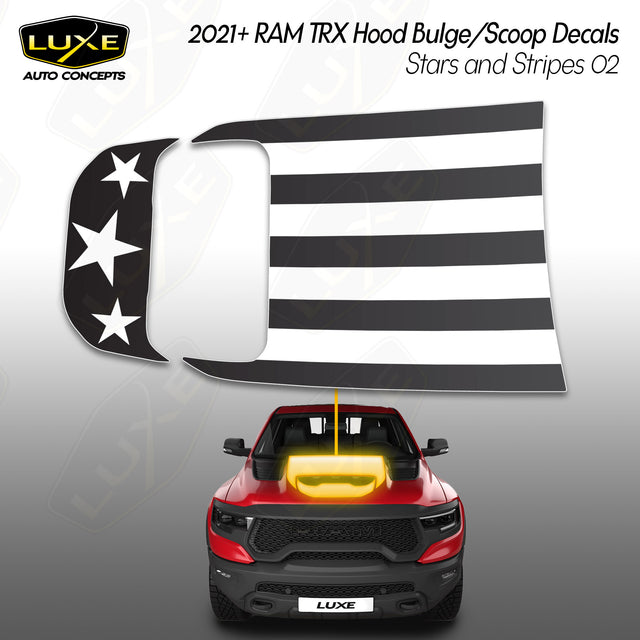 RAM TRX Hood Bulge/Scoop Decals Kit - Stars and Stripes 2