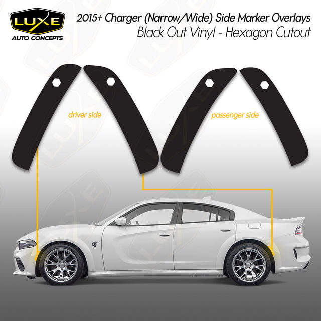 Dodge Charger Side Marker Overlays-Hexagon Cutout Kit