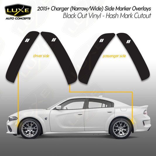 Dodge Charger Side Marker Overlays-Hash Marks Cutout Kit