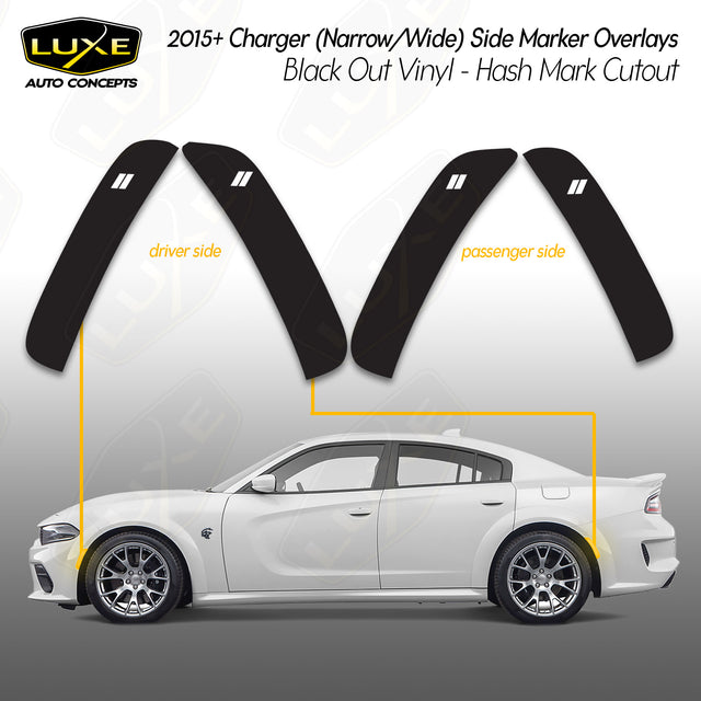 Dodge Charger Side Marker Overlays-Hash Marks Cutout Kit
