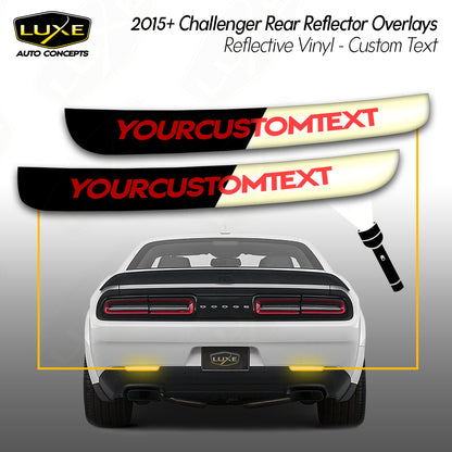 Challenger Rear Reflector Overlays - Reflective Vinyl - Custom Text