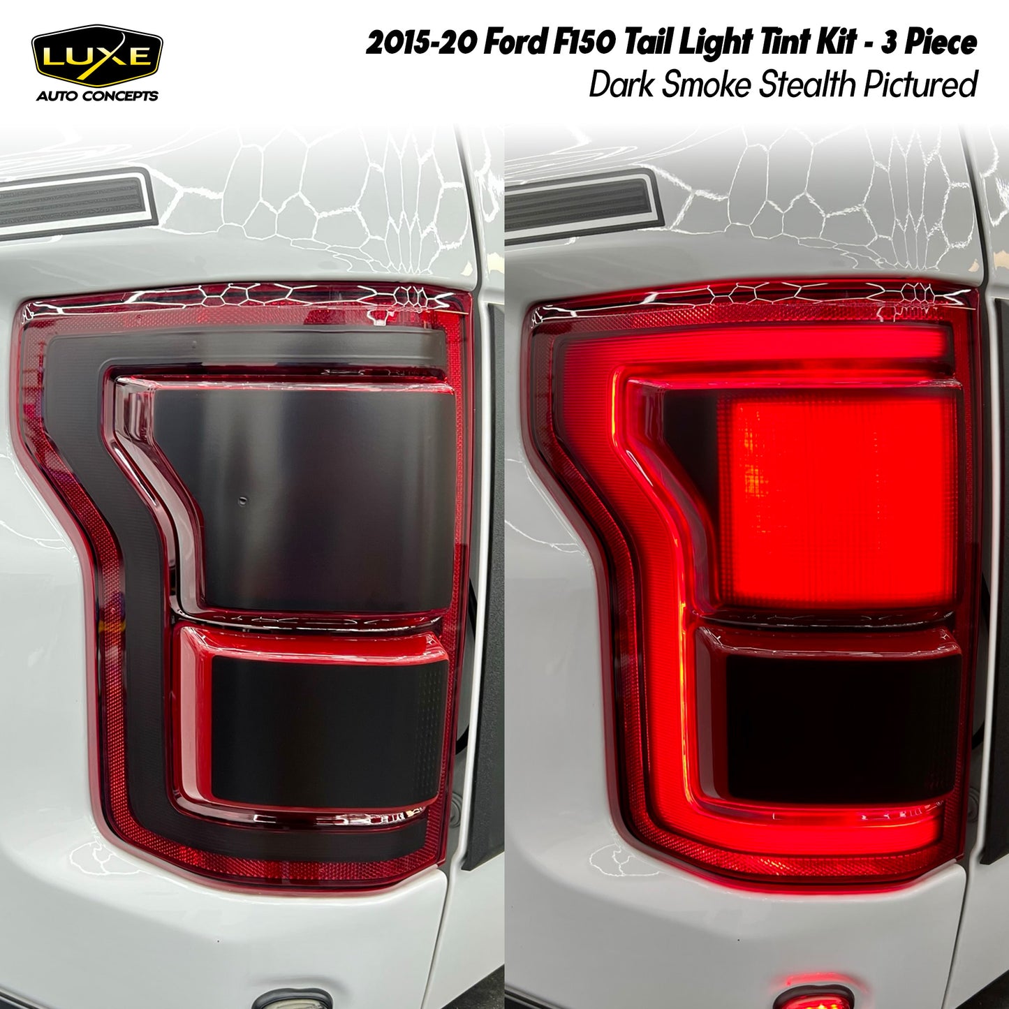 Ford F150 LED Tail Light w/ Blind Spot Monitor Tint - 3 Piece Kit