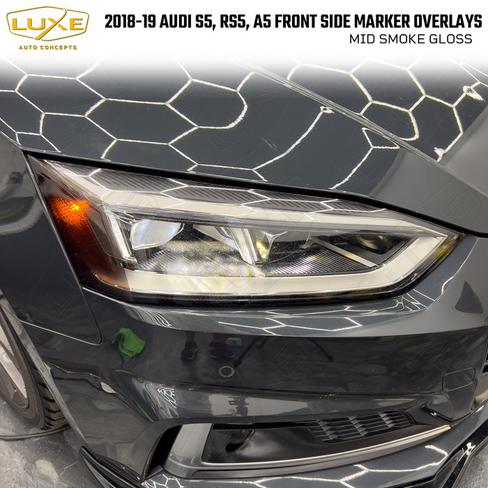 2018-2019 Audi A5, RS5, S5 Front Side Marker Tint Overlays - LightWrap Vinyl