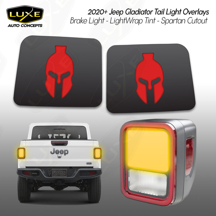 2020+ Jeep Gladiator JT Tail Light Overlays - Brake Lights Spartan Cutout - LightWrap Tint
