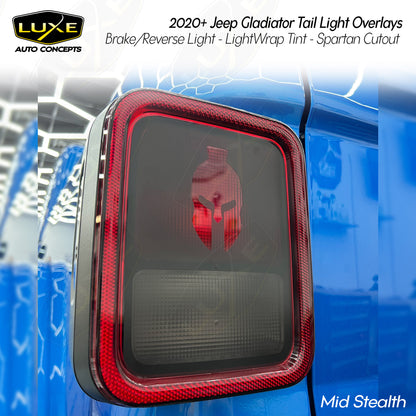 2020+ Jeep Gladiator JT Tail Light Overlays - Brake and Reverse Lights Spartan Cutout - LightWrap Tint