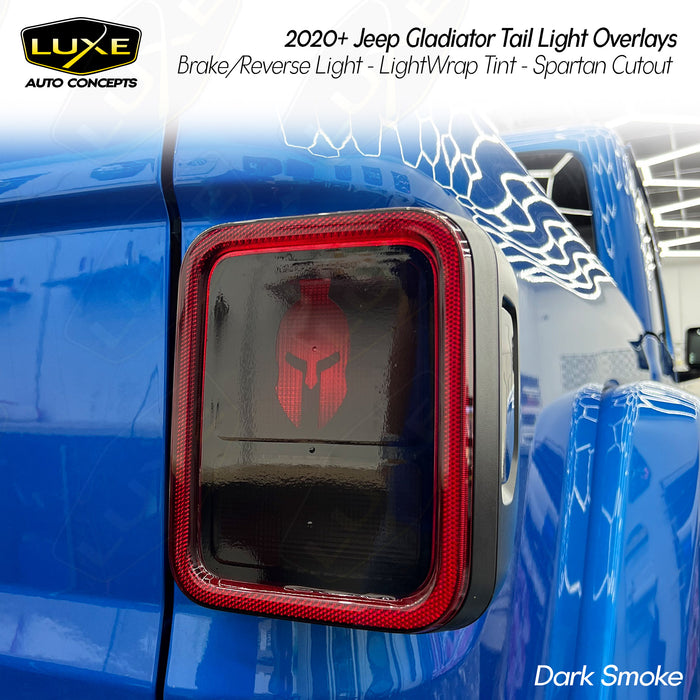 2020+ Jeep Gladiator JT Tail Light Overlays - Brake and Reverse Lights Spartan Cutout - LightWrap Tint