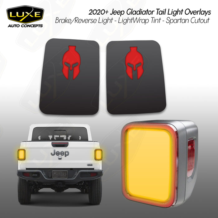 2020+ Jeep Gladiator JT Tail Light Overlays - Brake and Reverse Lights Spartan Cutout - LightWrap Tint