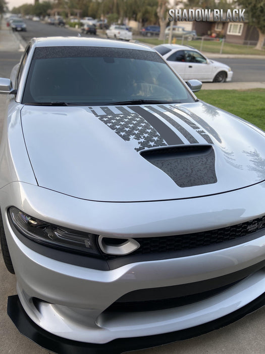 2015+ Charger Hellcat Hood Power Bulge Decal Kit - Flag - Luxe Auto Concepts