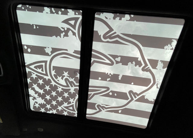 RAM Sunroof Decal - USA Flag w/ T-Rex Footprint Outline