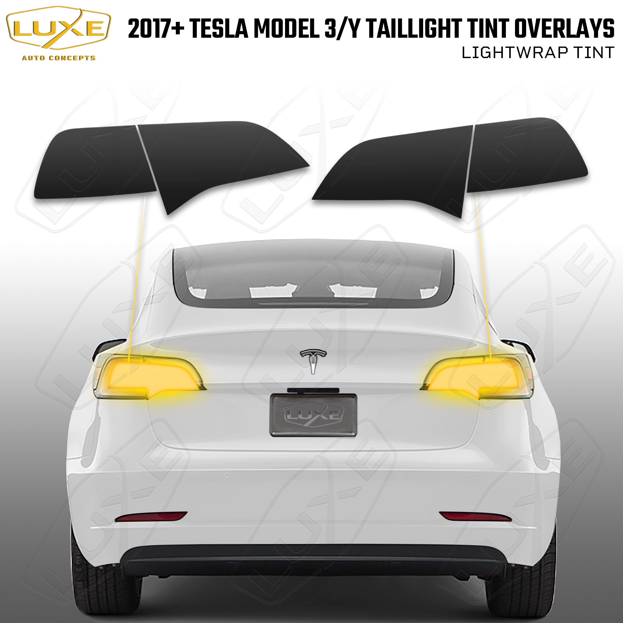 MotorSkinz Smoke Vinyl Tint Overlays For 2016-2021 Tesla Model X Fog Lights/DRL Cutout