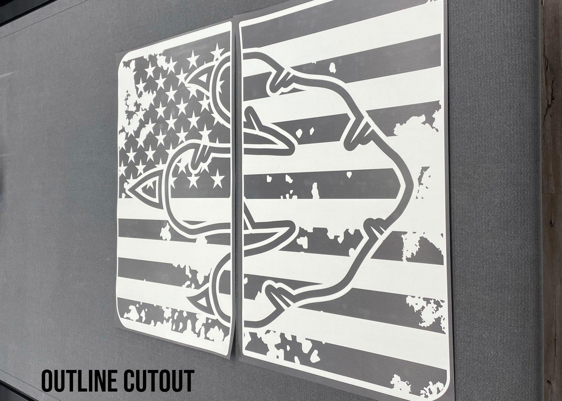 RAM Sunroof Decal - USA Flag w/ T-Rex Footprint Outline - Luxe Auto Concepts