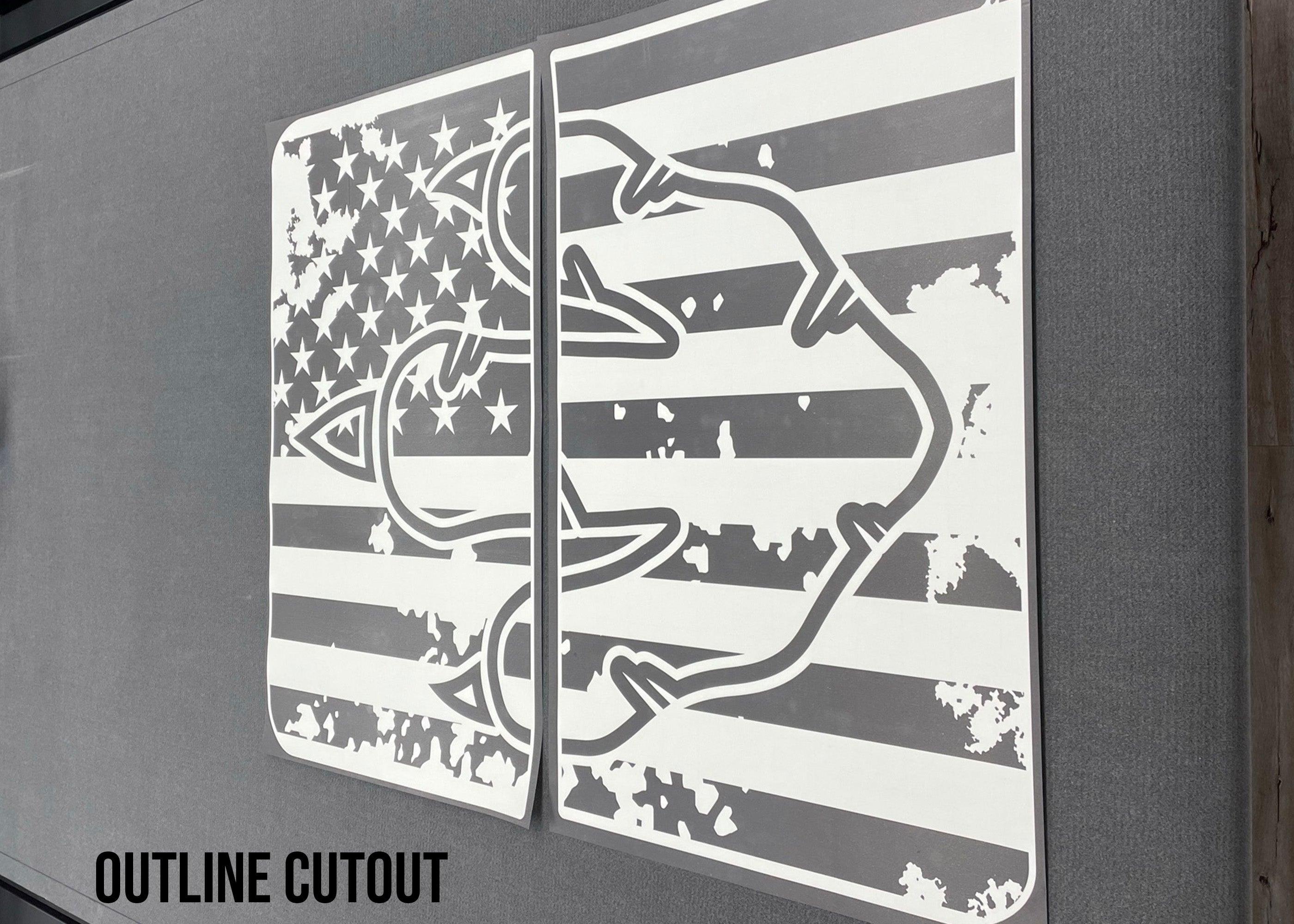 RAM Sunroof Decal - USA Flag w/ T-Rex Footprint Outline - Luxe Auto Concepts