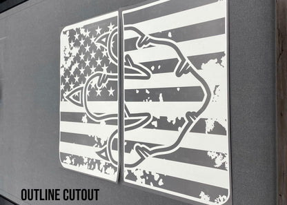 RAM Sunroof Decal - USA Flag w/ T-Rex Footprint Outline - Luxe Auto Concepts