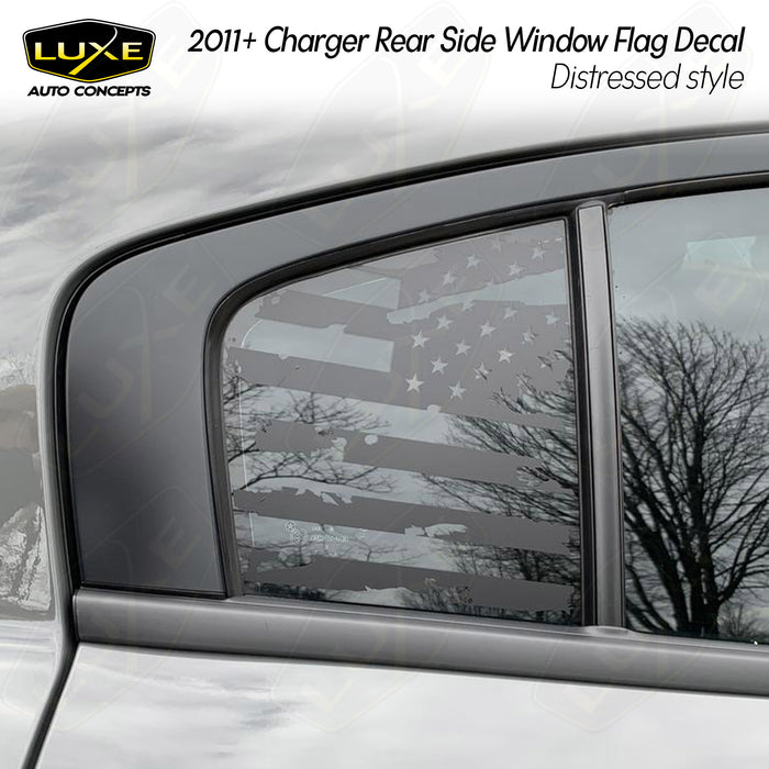 2011+ Charger Rear Side Window Decal - Distressed Flag