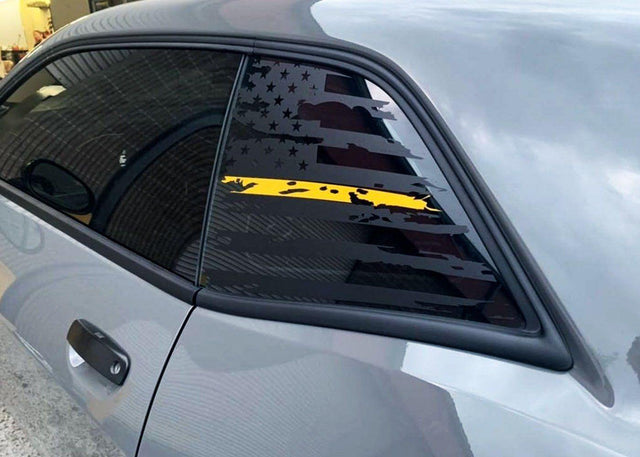 2008+ Challenger Rear Quarter Window Cut Vinyl Decals - USA Flag