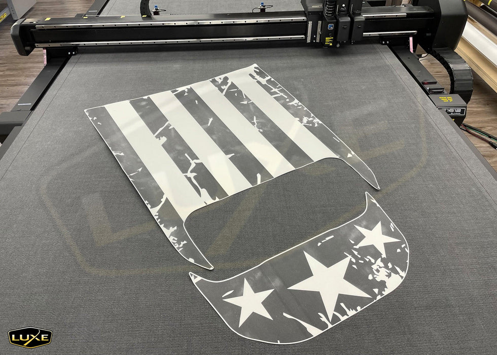 RAM TRX Hood Decal Pair - Stars and Stripes 2, Distressed - Luxe Auto Concepts